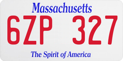 MA license plate 6ZP327