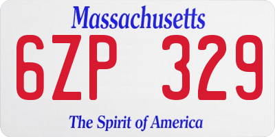 MA license plate 6ZP329