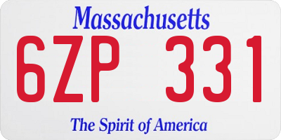 MA license plate 6ZP331