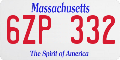MA license plate 6ZP332