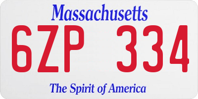 MA license plate 6ZP334