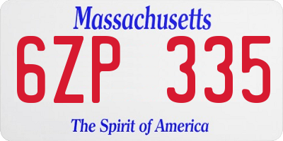 MA license plate 6ZP335