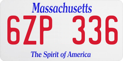 MA license plate 6ZP336