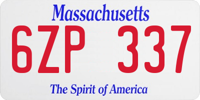 MA license plate 6ZP337