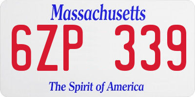 MA license plate 6ZP339