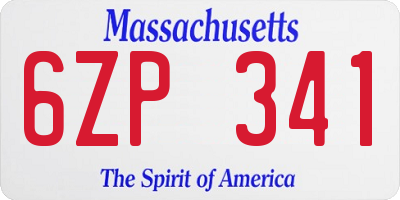 MA license plate 6ZP341