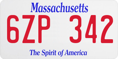 MA license plate 6ZP342