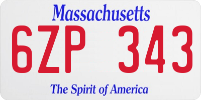 MA license plate 6ZP343