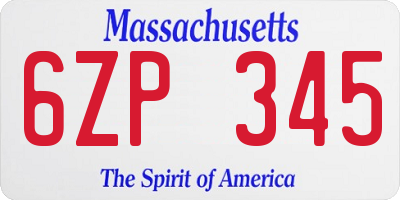 MA license plate 6ZP345