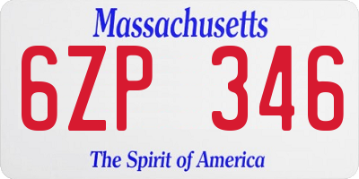 MA license plate 6ZP346