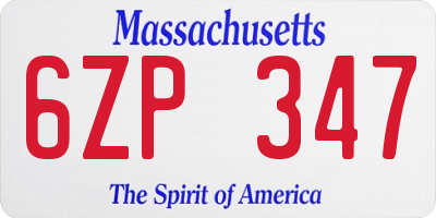 MA license plate 6ZP347