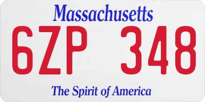 MA license plate 6ZP348