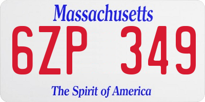 MA license plate 6ZP349