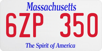 MA license plate 6ZP350