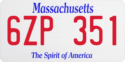 MA license plate 6ZP351