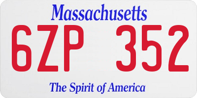 MA license plate 6ZP352