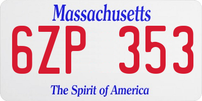 MA license plate 6ZP353