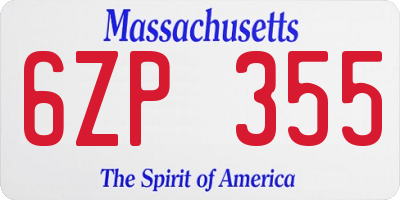 MA license plate 6ZP355