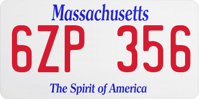 MA license plate 6ZP356