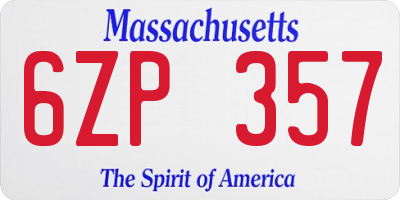 MA license plate 6ZP357