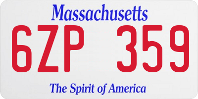 MA license plate 6ZP359