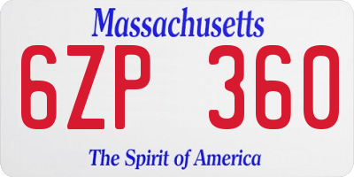 MA license plate 6ZP360