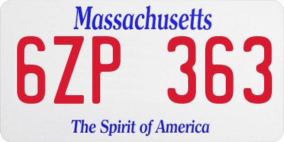 MA license plate 6ZP363