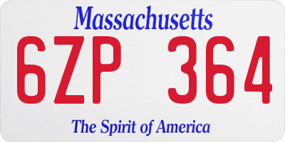 MA license plate 6ZP364