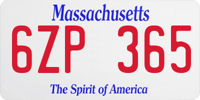 MA license plate 6ZP365