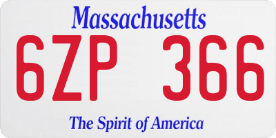 MA license plate 6ZP366
