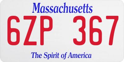 MA license plate 6ZP367