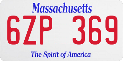 MA license plate 6ZP369
