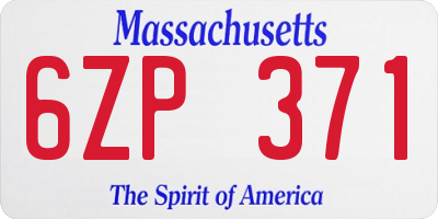 MA license plate 6ZP371