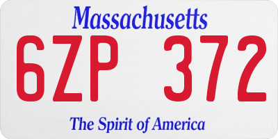 MA license plate 6ZP372