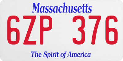 MA license plate 6ZP376