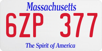 MA license plate 6ZP377