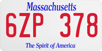 MA license plate 6ZP378