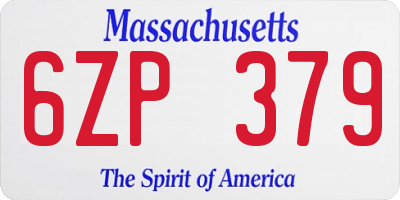 MA license plate 6ZP379
