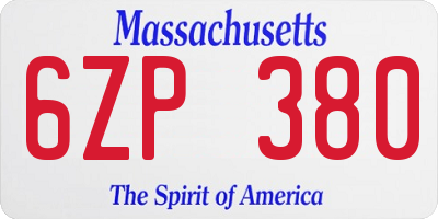 MA license plate 6ZP380