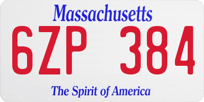 MA license plate 6ZP384
