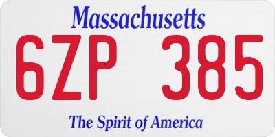 MA license plate 6ZP385