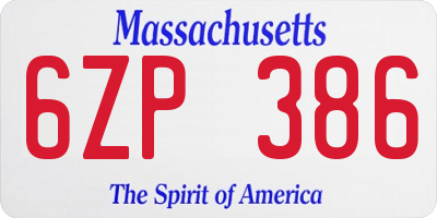 MA license plate 6ZP386