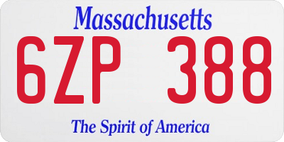 MA license plate 6ZP388