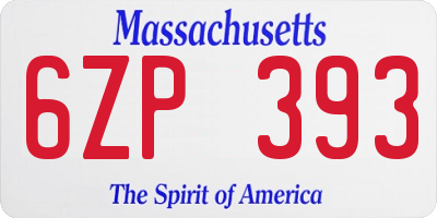 MA license plate 6ZP393