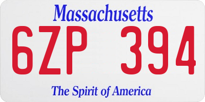 MA license plate 6ZP394