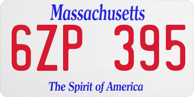 MA license plate 6ZP395