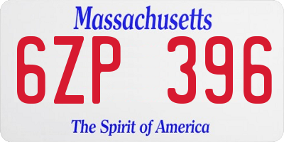 MA license plate 6ZP396