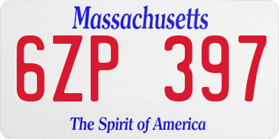 MA license plate 6ZP397