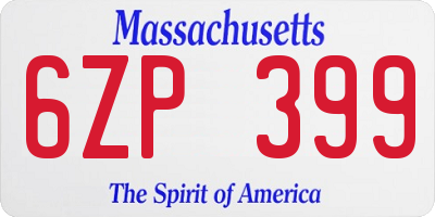 MA license plate 6ZP399