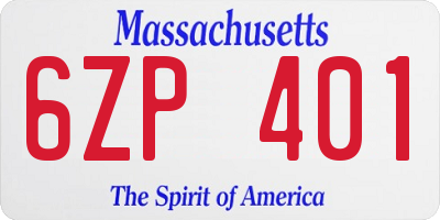 MA license plate 6ZP401